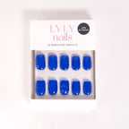 Kit Press-on Nails Bleu Électrique carré court — conditionnement LYLY Nails