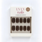 Conditionnement Press-on Nails Dark Mocha forme carrée courte, kit manucure LYLY Nails
