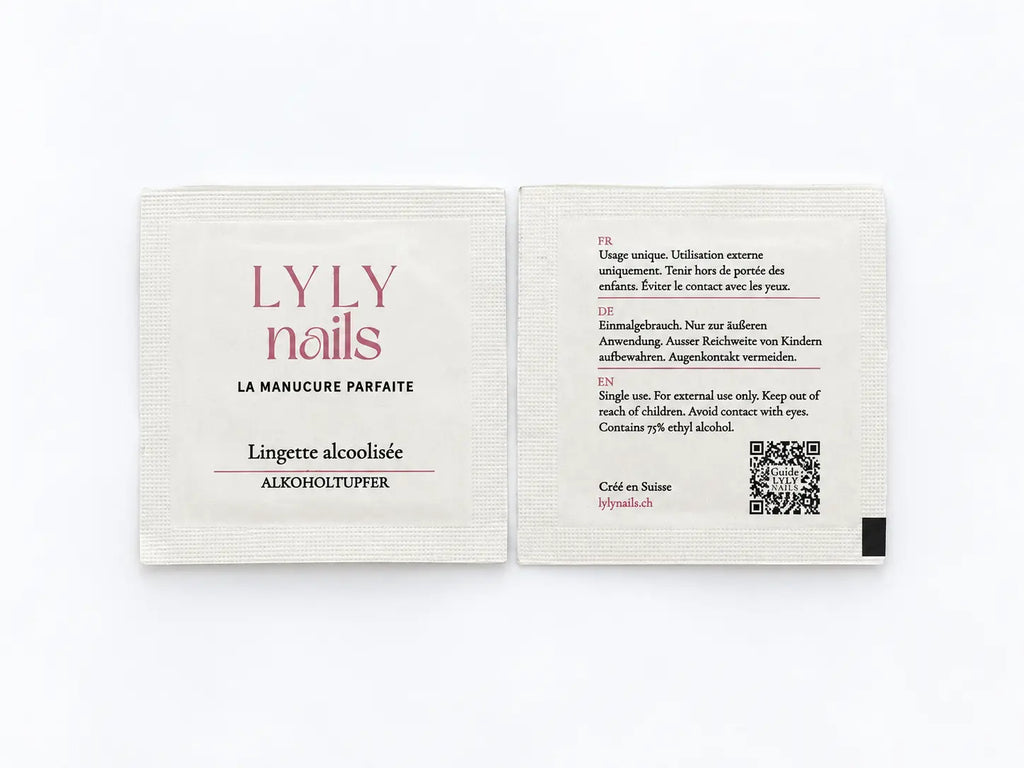 Lingettes alcoolisées individuelles pour nettoyer les ongles naturels avant et après la pose de Press-on Nails, LYLY Nails