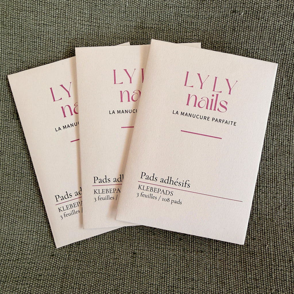 Packaging Pads adhésifs LYLY Nails pour manucure, packaging rose, 3 feuilles 108 pads