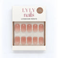 Boîte kit Press-on Nails Baby Glow forme carrée courte, packaging LYLY Nails créé en Suisse