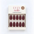 Packaging faux ongles Press-on Nails Cherry Polka forme amande courte, kit manucure LYLY Nails