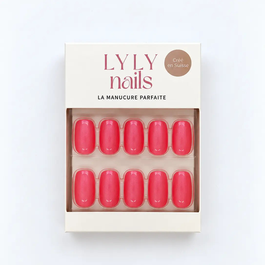 Conditionnement faux ongles Press-on Nails Corail Magnétique forme carrée courte, kit manucure LYLY Nails