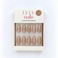 Boîte faux ongles Press-on Nails Golden Champagne forme amande courte, kit manucure LYLY Nails