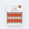 Packaging faux ongles Press-on Nails Orange Pailleté forme carrée courte, kit manucure LYLY Nails