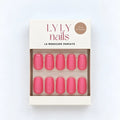 Boîte faux ongles Press-on Nails Rose Magnétique forme carrée courte, kit manucure LYLY Nails