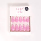 Kit Press-on Nails Rose Orchidée amande court — conditionnement LYLY Nails