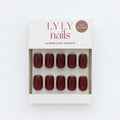 Packaging faux ongles Press-on Nails Rouge Merlot forme carrée courte, kit manucure LYLY Nails
