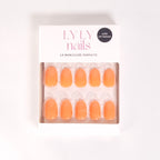 Boîte Press-on Nails Summer Spritz orange arrondi court — kit LYLY Nails marque suisse